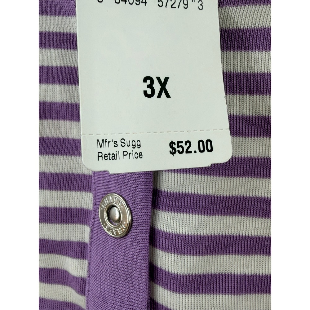 Chaps Boho Tunic Womens 3X Purple White Striped 3/4 Sleeve Y2K Preppy - Picture 7 of 13